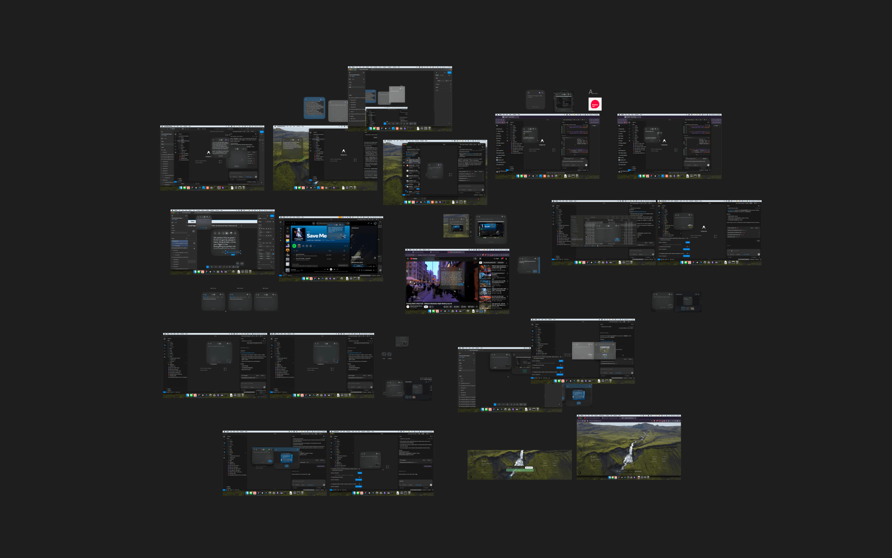 Human Systems beginning exploration screens in Figma, zoomed out a ton of screens even more screens
