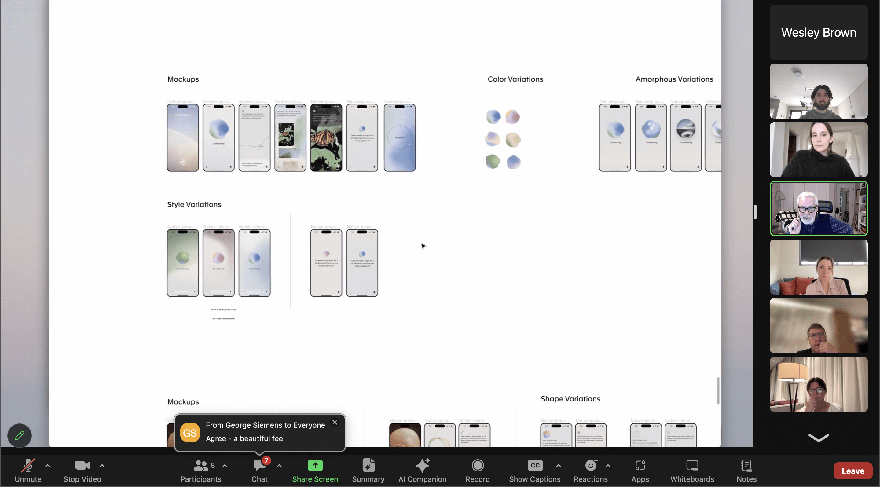 Human Systems external collaborative discovery session showing phones and community breakout room screens 2