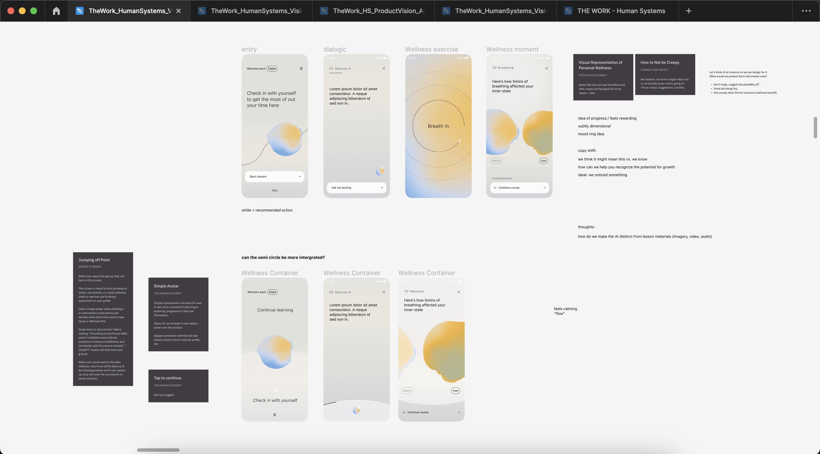 Human Systems early design iterations Claire