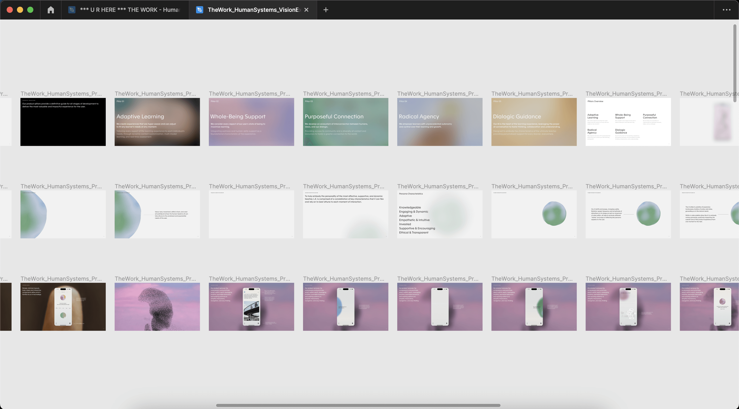 Final presentation deck beginning showing product pillars