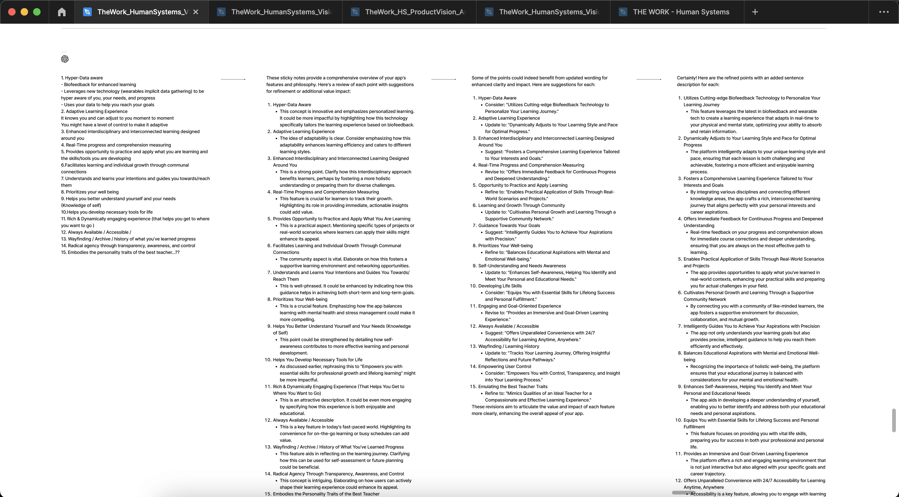Research and responses / chat history from ChatGPT custom GPT