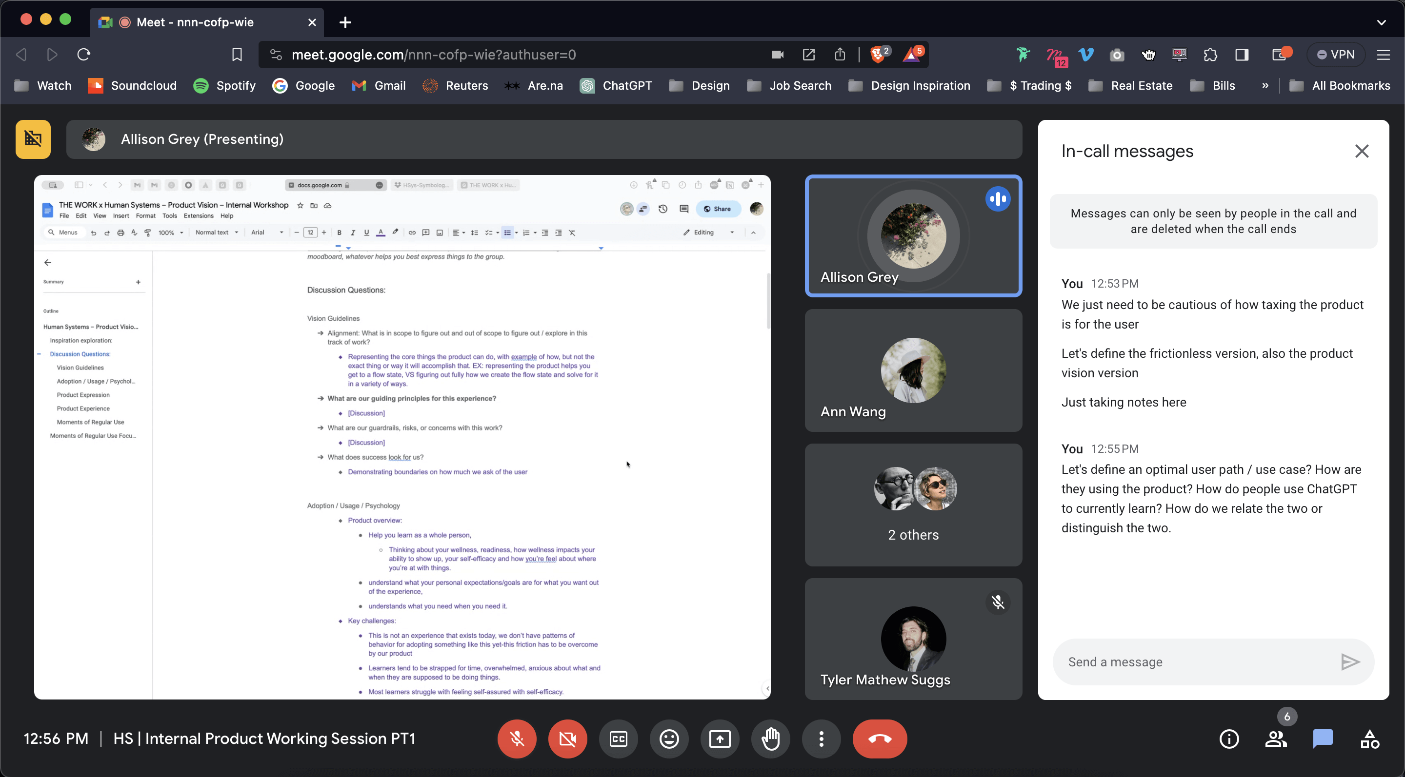 Human Systems video call with team going over scope of work